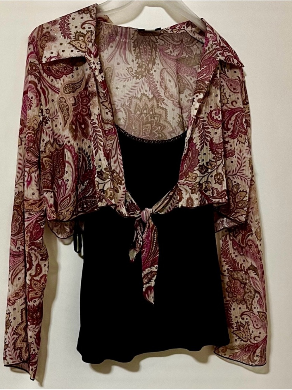 Studio 1940 Pink and Brown Paisley Sheer Shrug